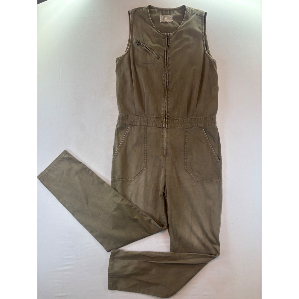 Current/Elliott Women Olive Green Sleeveless Zip Front Flight Jumpsuit Size 2